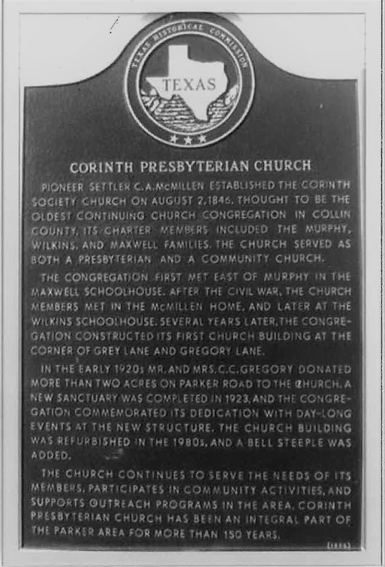 Corinth Presby Church 2012 Historical Marker